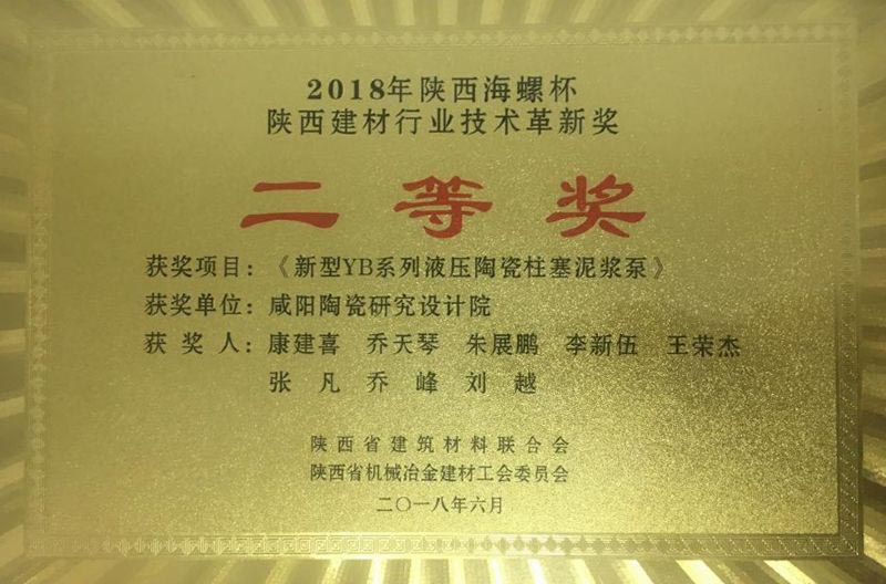 陕西建材行业技术革新奖二等奖